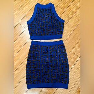 Balmain two piece mini skirt set